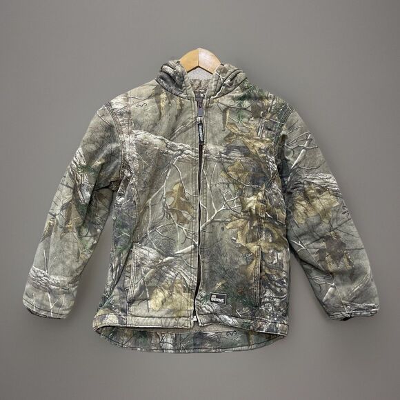 Berne Realtree Camo Canvas Chore Hunting Jacket Sherpa Lined Youth Medium - Picture 1 of 12